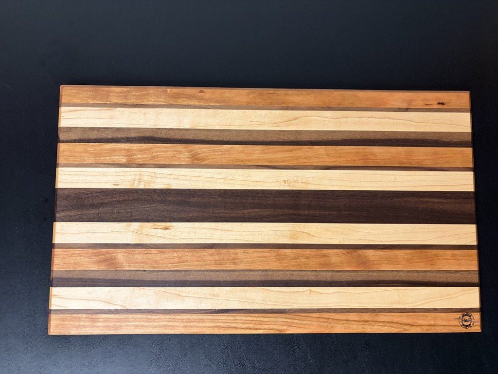 Multi-Hardwood Striped Charcuterie / Serving Board